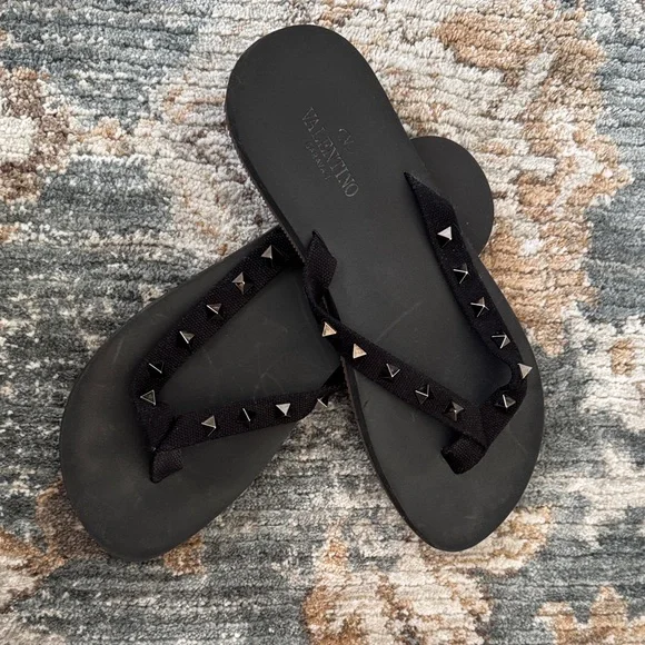 Valentino Black Sandals with Silver Studs - Picture 5 of 5